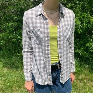 Grey and Cream Plaid Shirt